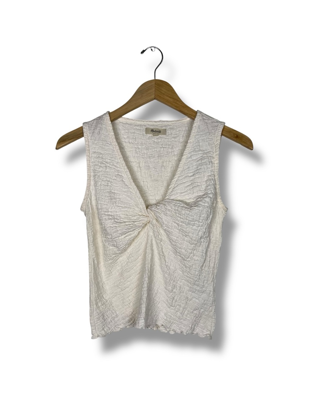 Madewell Popcorn-Knit Twist-Front Sleeveless Top XS Antique Cream 90s - Picture 3 of 9